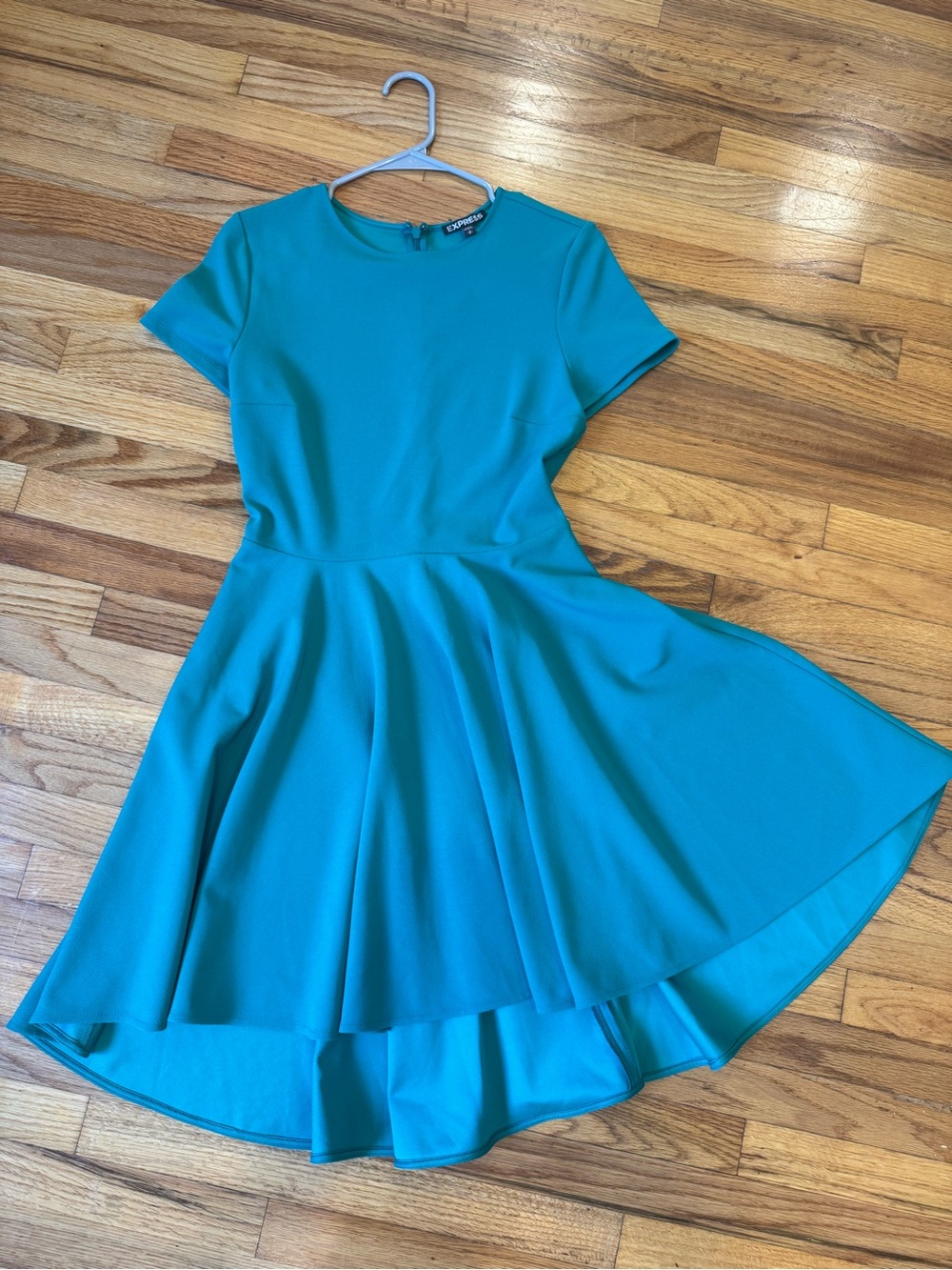 Express Green Short Sleeve Fit & Flare Mini Dress